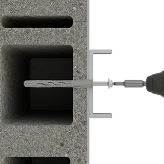 Passo 5 Instalação de fixação T-NUX com aparafusadora